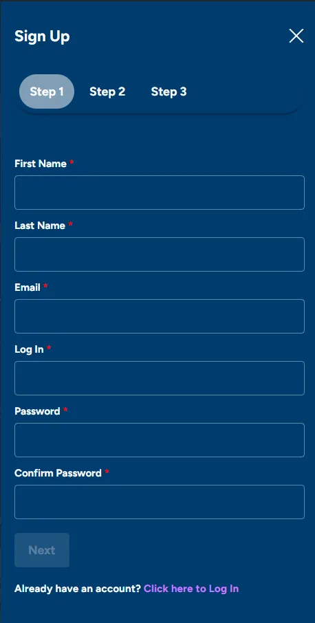 PrimaPlay Signup Step Two